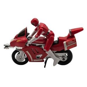 Bandai 1993 Red Power Ranger With Motorcycle With Kickstand Excellent Condition